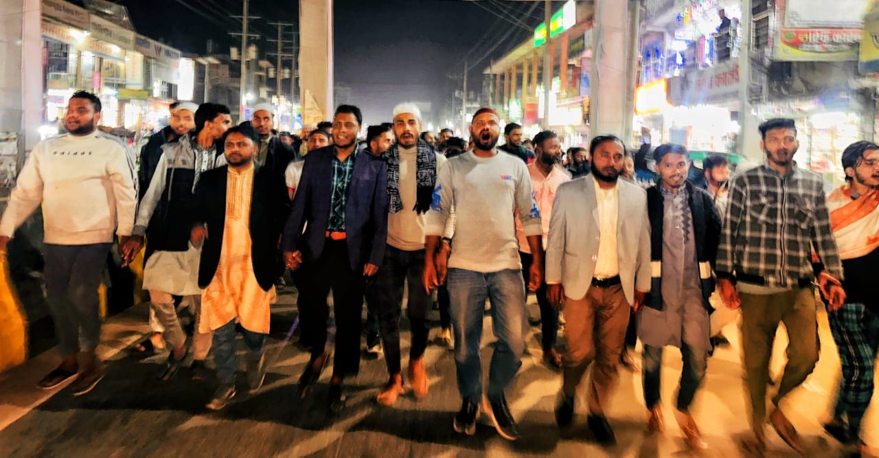 গাজীপুরে শিক্ষার্থী কাশেম হত্যার ঘটনায় বড়লেখায় বিক্ষোভ মিছিল